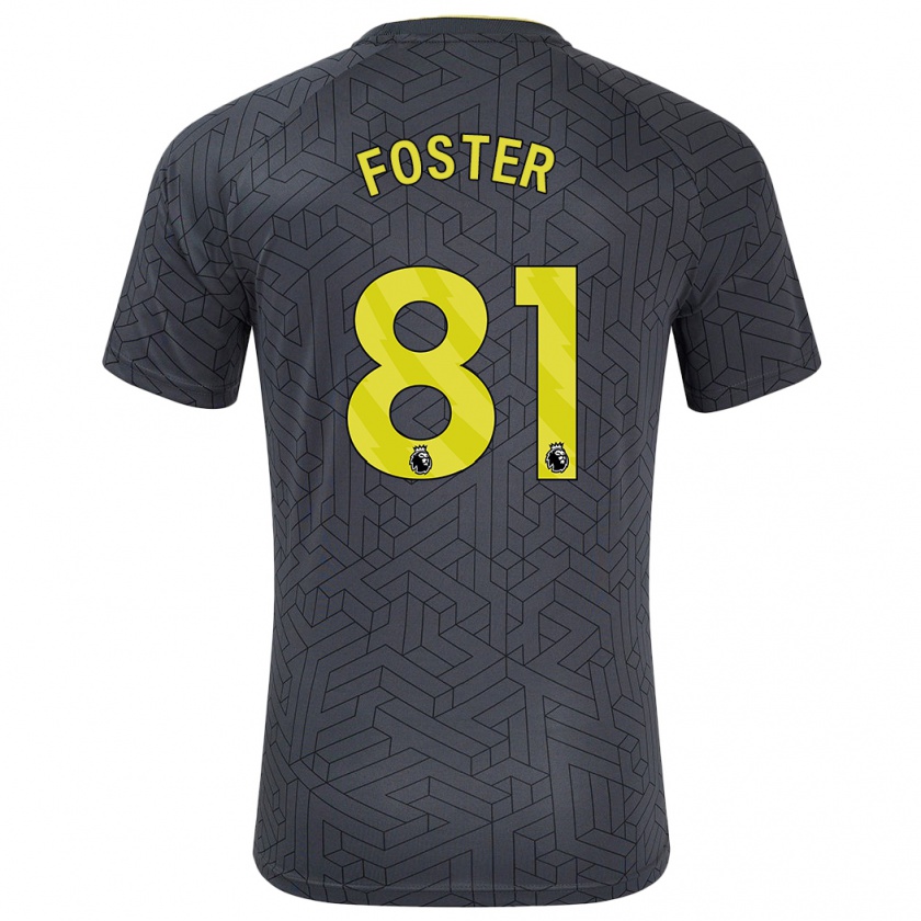 Kandiny Niño Camiseta Harvey Foster #81 Negro Amarillo 2ª Equipación 2024/25 La Camisa Chile