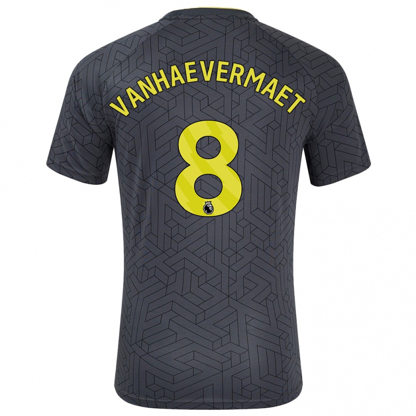 Kandiny Niño Camiseta Justine Vanhaevermaet #8 Negro Amarillo 2ª Equipación 2024/25 La Camisa Chile