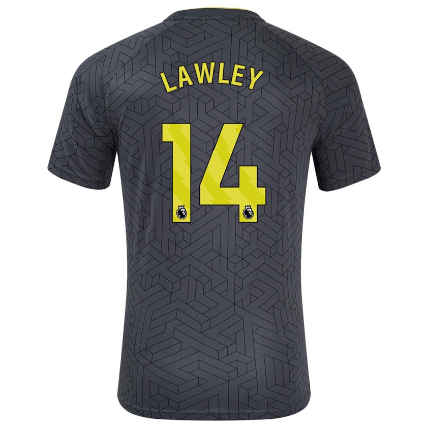 Kandiny Niño Camiseta Melissa Lawley #14 Negro Amarillo 2ª Equipación 2024/25 La Camisa Chile