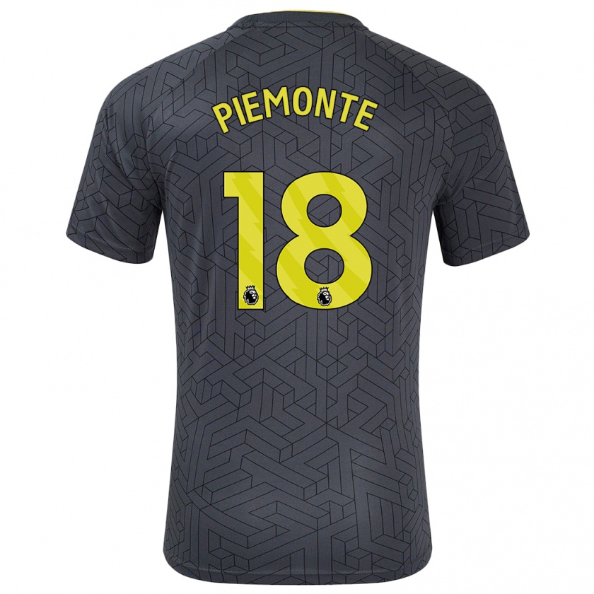 Kandiny Niño Camiseta Martina Piemonte #18 Negro Amarillo 2ª Equipación 2024/25 La Camisa Chile