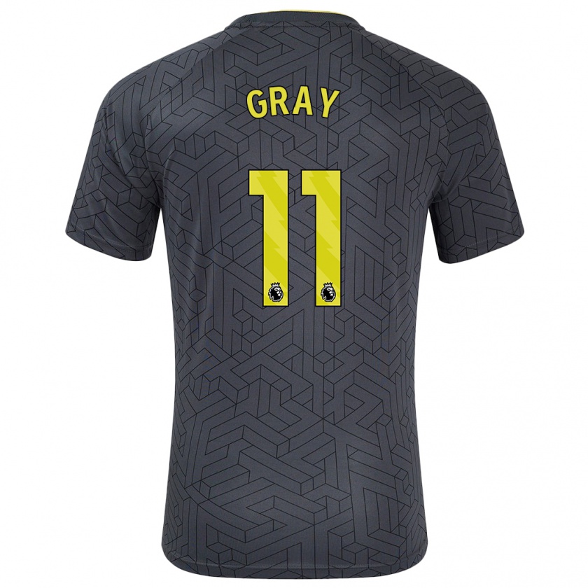 Kandiny Niño Camiseta Demarai Gray #11 Negro Amarillo 2ª Equipación 2024/25 La Camisa Chile