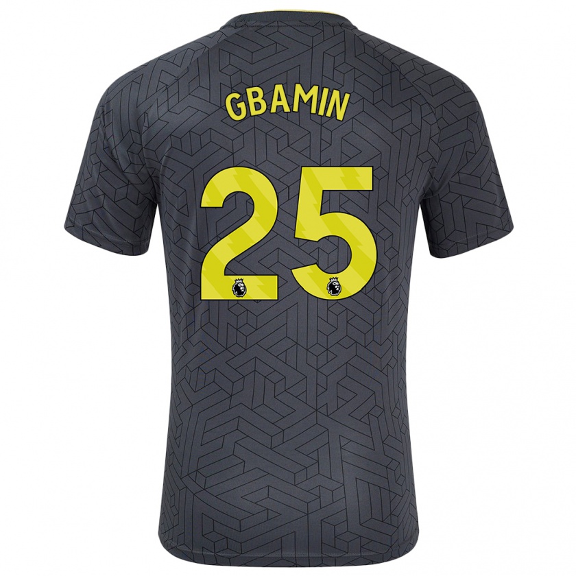 Kandiny Niño Camiseta Jean-Philippe Gbamin #25 Negro Amarillo 2ª Equipación 2024/25 La Camisa Chile