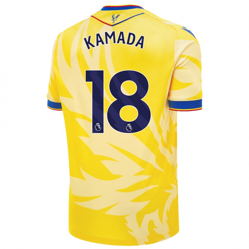 Kandiny Niño Camiseta Daichi Kamada #18 Amarillo 2ª Equipación 2024/25 La Camisa Chile