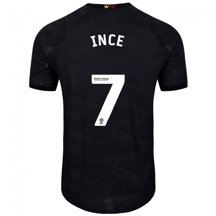 Kandiny Niño Camiseta Tom Ince #7 Negro Blanco 2ª Equipación 2024/25 La Camisa Chile