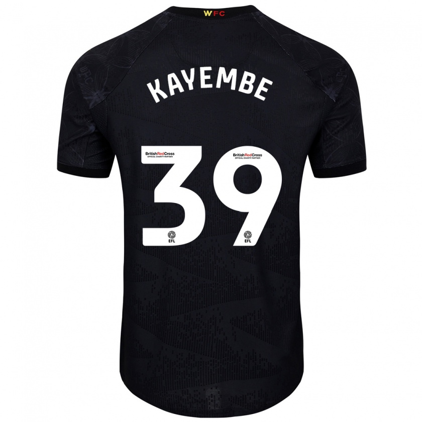 Kandiny Niño Camiseta Edo Kayembe #39 Negro Blanco 2ª Equipación 2024/25 La Camisa Chile