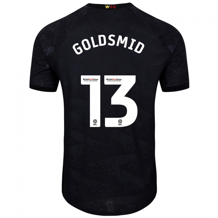 Kandiny Niño Camiseta Jacqui Goldsmid #13 Negro Blanco 2ª Equipación 2024/25 La Camisa Chile