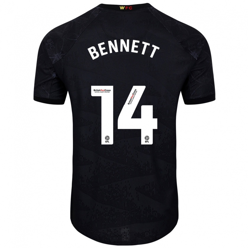 Kandiny Niño Camiseta Harley Bennett #14 Negro Blanco 2ª Equipación 2024/25 La Camisa Chile