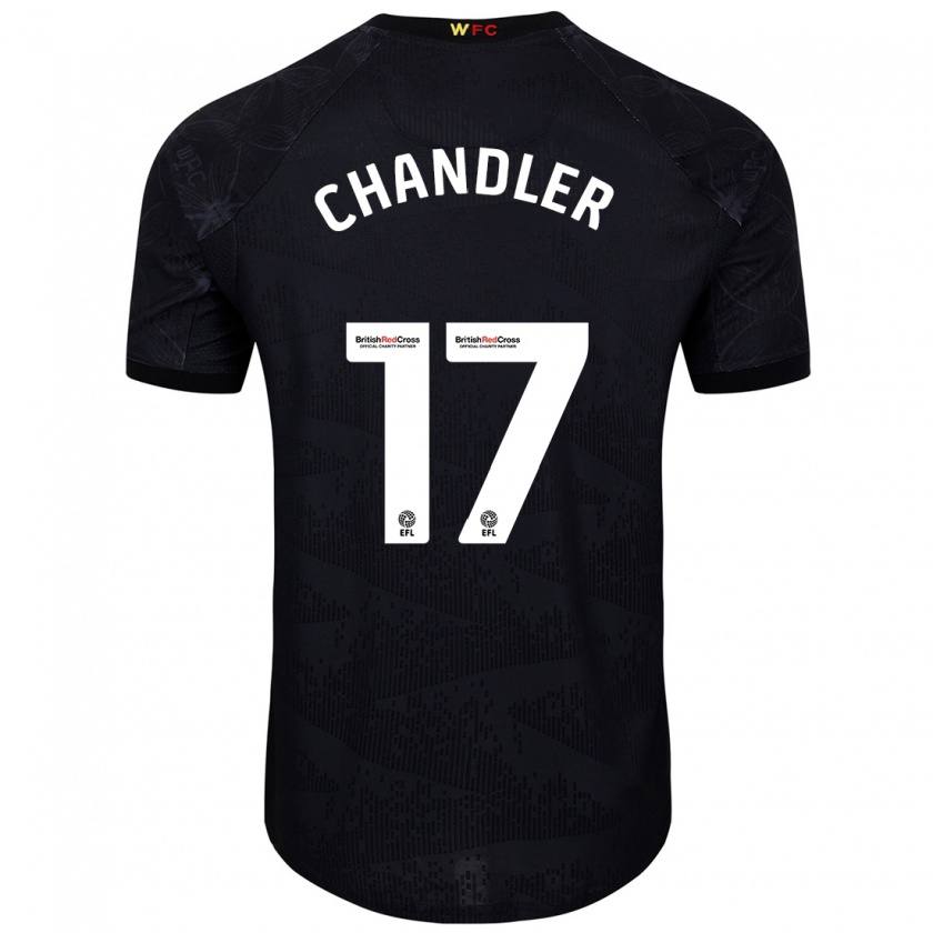 Kandiny Niño Camiseta Megan Chandler #17 Negro Blanco 2ª Equipación 2024/25 La Camisa Chile