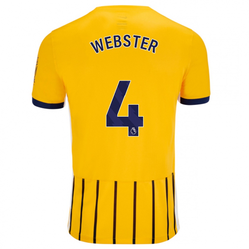 Kandiny Niño Camiseta Adam Webster #4 Dorado Azul Rayas 2ª Equipación 2024/25 La Camisa Chile