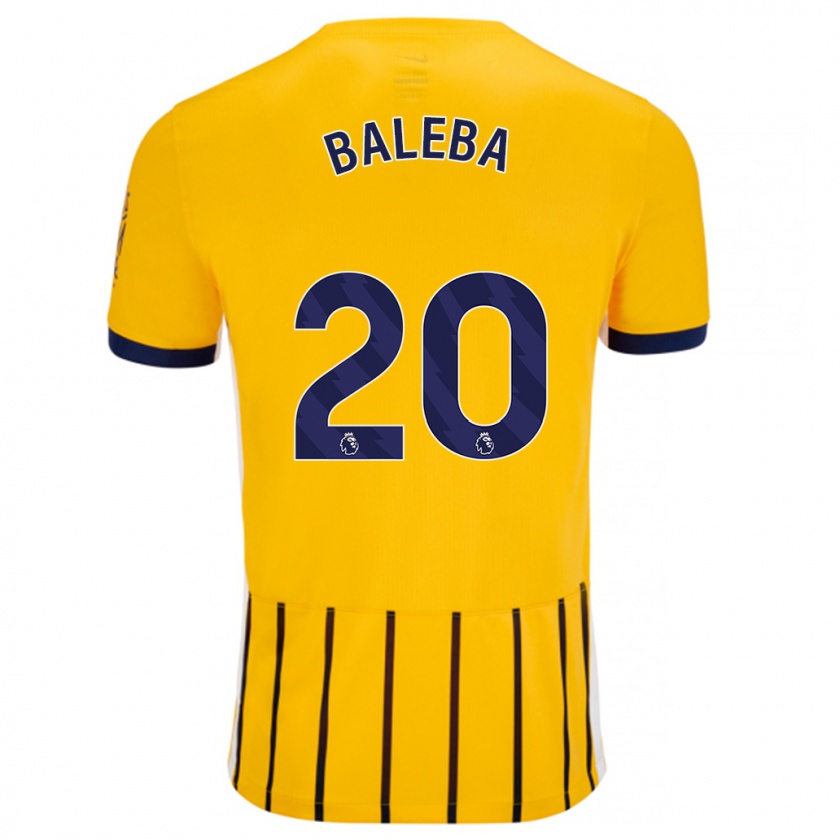 Kandiny Niño Camiseta Carlos Baleba #20 Dorado Azul Rayas 2ª Equipación 2024/25 La Camisa Chile