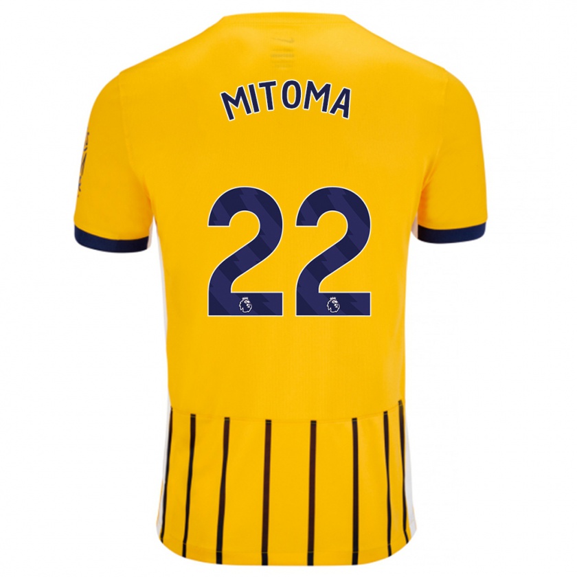 Kandiny Niño Camiseta Kaoru Mitoma #22 Dorado Azul Rayas 2ª Equipación 2024/25 La Camisa Chile