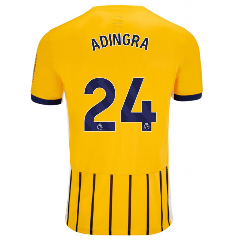 Kandiny Niño Camiseta Simon Adingra #24 Dorado Azul Rayas 2ª Equipación 2024/25 La Camisa Chile