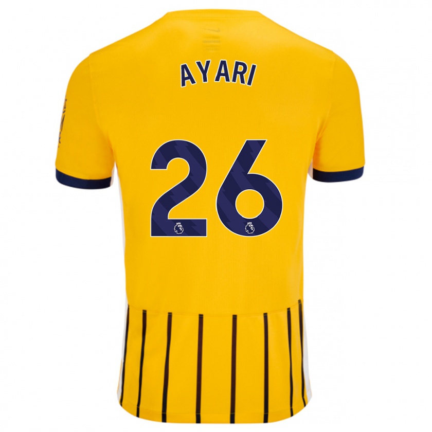 Kandiny Niño Camiseta Yasin Ayari #26 Dorado Azul Rayas 2ª Equipación 2024/25 La Camisa Chile