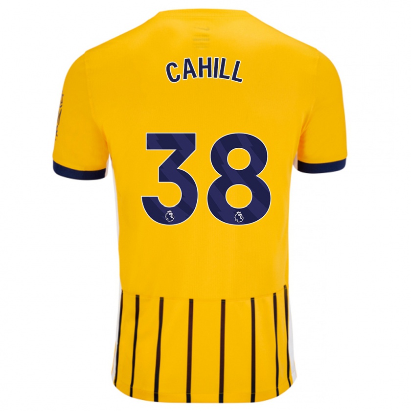 Kandiny Niño Camiseta Killian Cahill #38 Dorado Azul Rayas 2ª Equipación 2024/25 La Camisa Chile