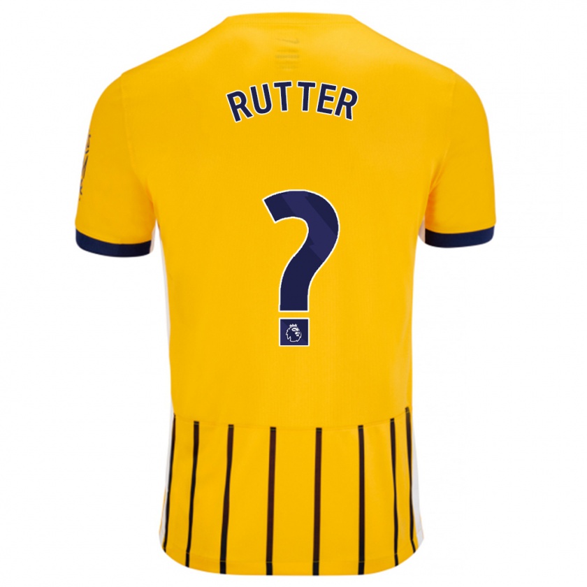 Kandiny Niño Camiseta William Rutter #0 Dorado Azul Rayas 2ª Equipación 2024/25 La Camisa Chile