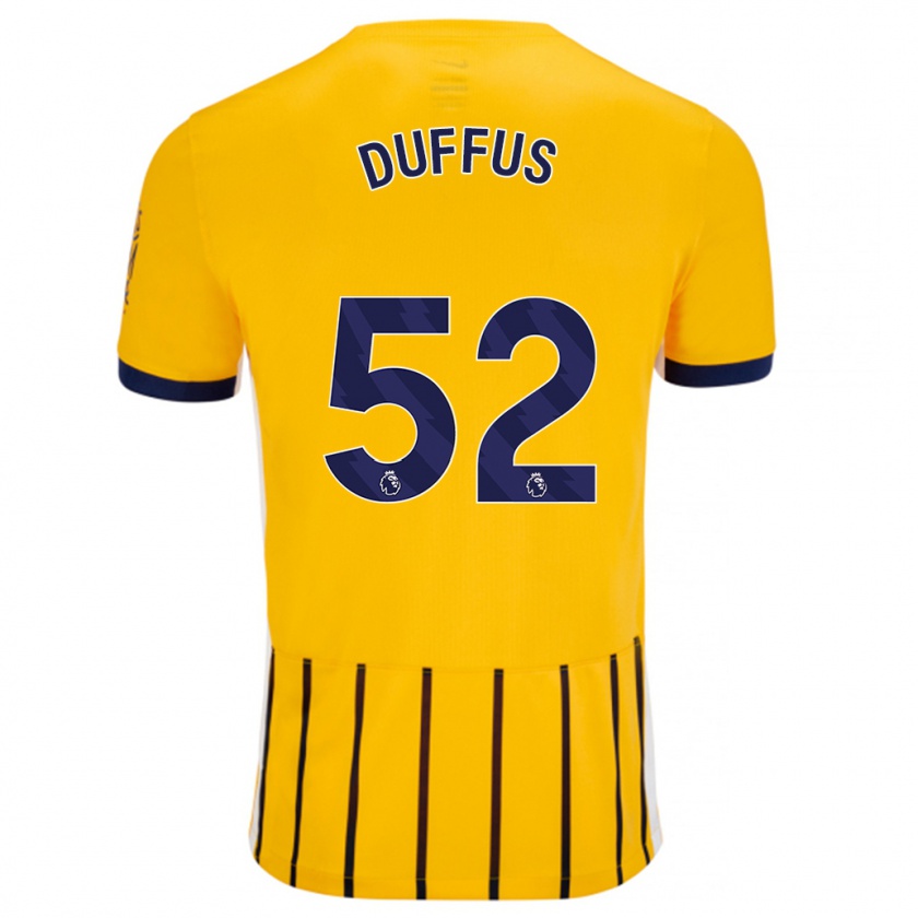 Kandiny Niño Camiseta Josh Duffus #52 Dorado Azul Rayas 2ª Equipación 2024/25 La Camisa Chile