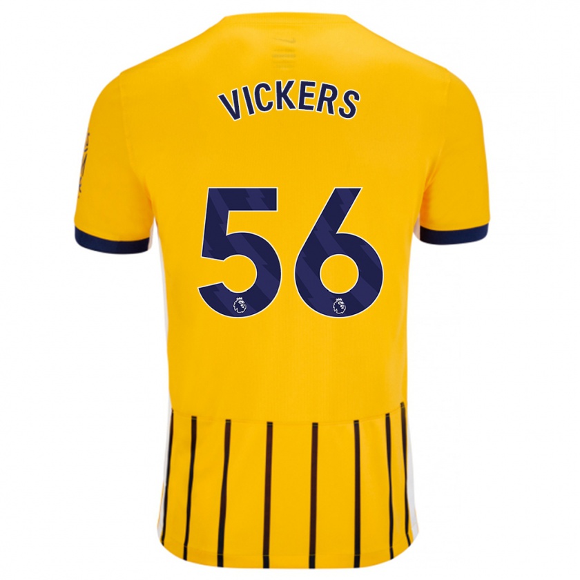 Kandiny Niño Camiseta Caylan Vickers #56 Dorado Azul Rayas 2ª Equipación 2024/25 La Camisa Chile