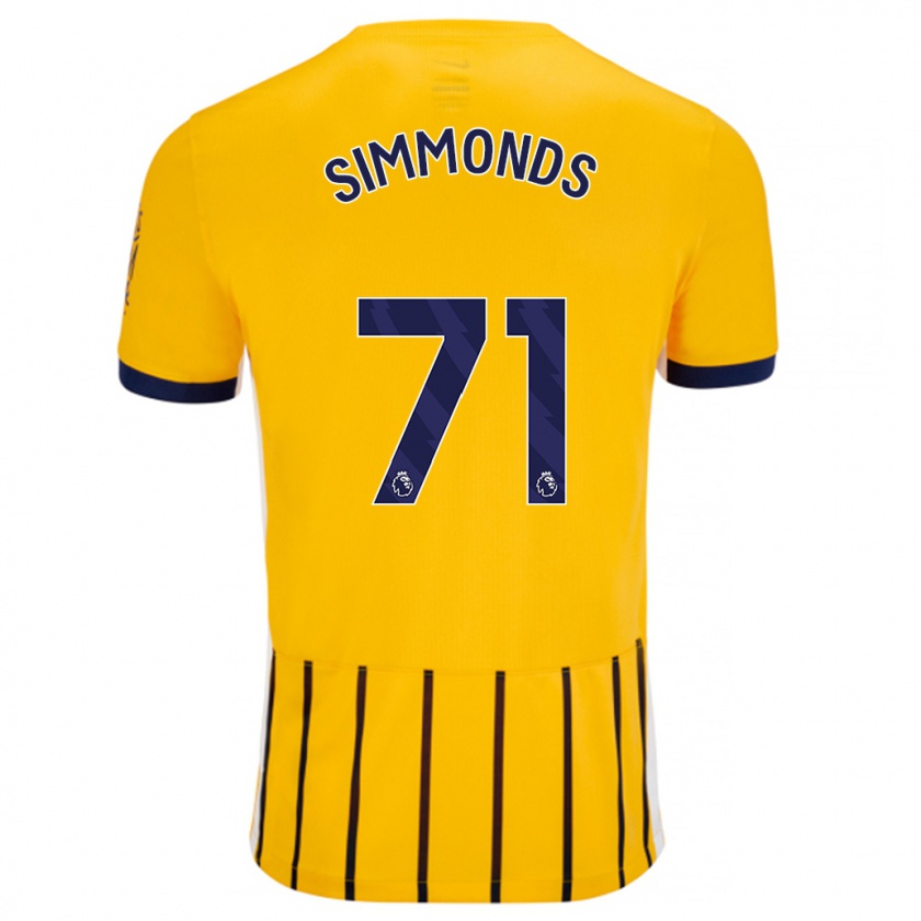 Kandiny Niño Camiseta Freddie Simmonds #71 Dorado Azul Rayas 2ª Equipación 2024/25 La Camisa Chile