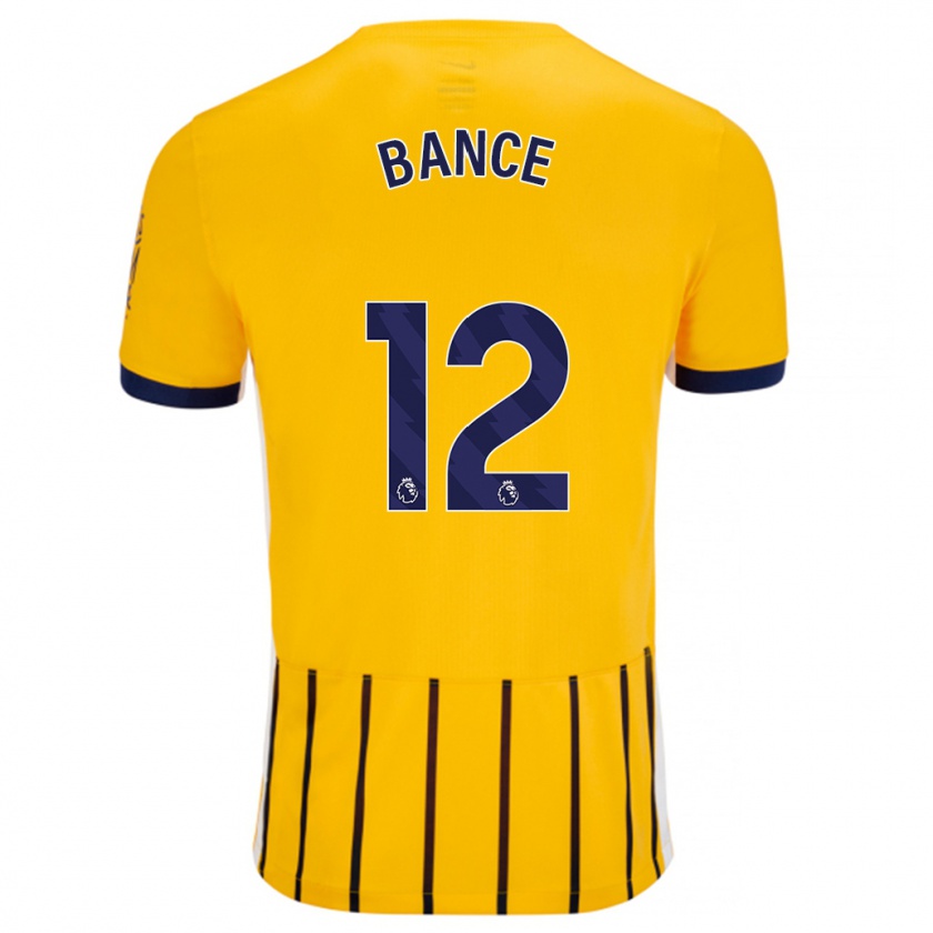 Kandiny Niño Camiseta Libby Bance #12 Dorado Azul Rayas 2ª Equipación 2024/25 La Camisa Chile