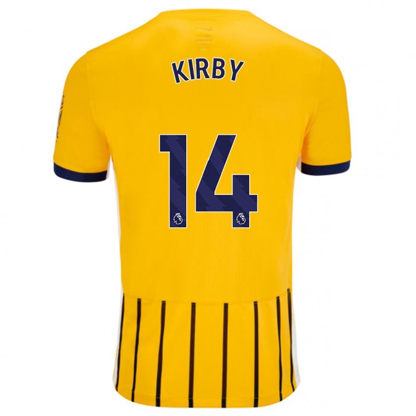 Kandiny Niño Camiseta Fran Kirby #14 Dorado Azul Rayas 2ª Equipación 2024/25 La Camisa Chile