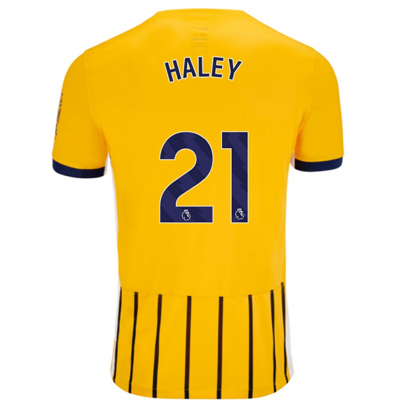 Kandiny Niño Camiseta Madison Haley #21 Dorado Azul Rayas 2ª Equipación 2024/25 La Camisa Chile