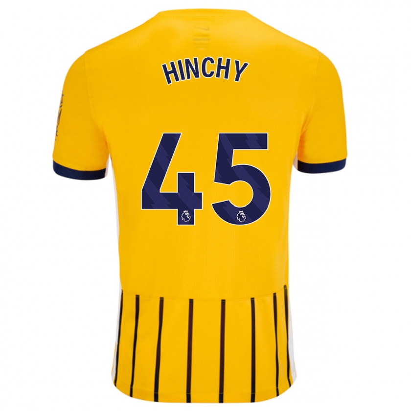 Kandiny Niño Camiseta Jack Hinchy #45 Dorado Azul Rayas 2ª Equipación 2024/25 La Camisa Chile