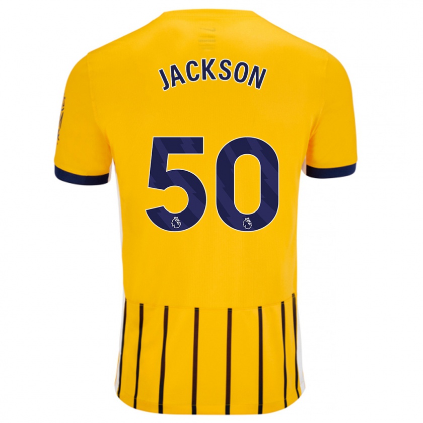 Kandiny Niño Camiseta Ben Jackson #50 Dorado Azul Rayas 2ª Equipación 2024/25 La Camisa Chile