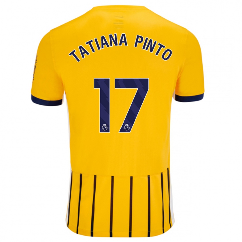 Kandiny Niño Camiseta Tatiana Vanessa Ferreira Pinto #17 Dorado Azul Rayas 2ª Equipación 2024/25 La Camisa Chile