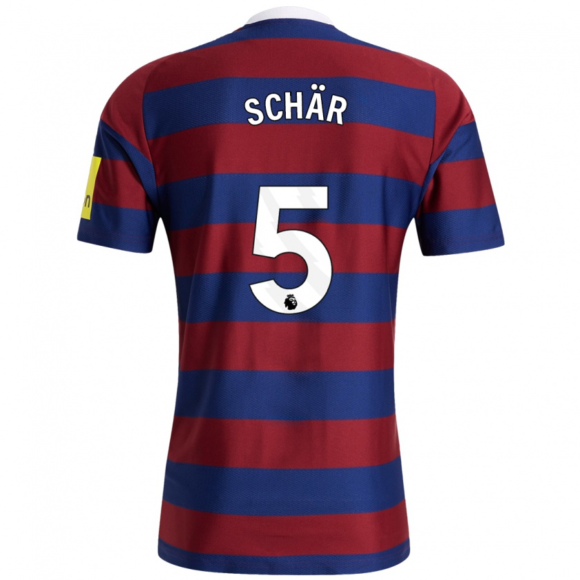 Kandiny Niño Camiseta Fabian Schär #5 Burdeos Azul Marino 2ª Equipación 2024/25 La Camisa Chile