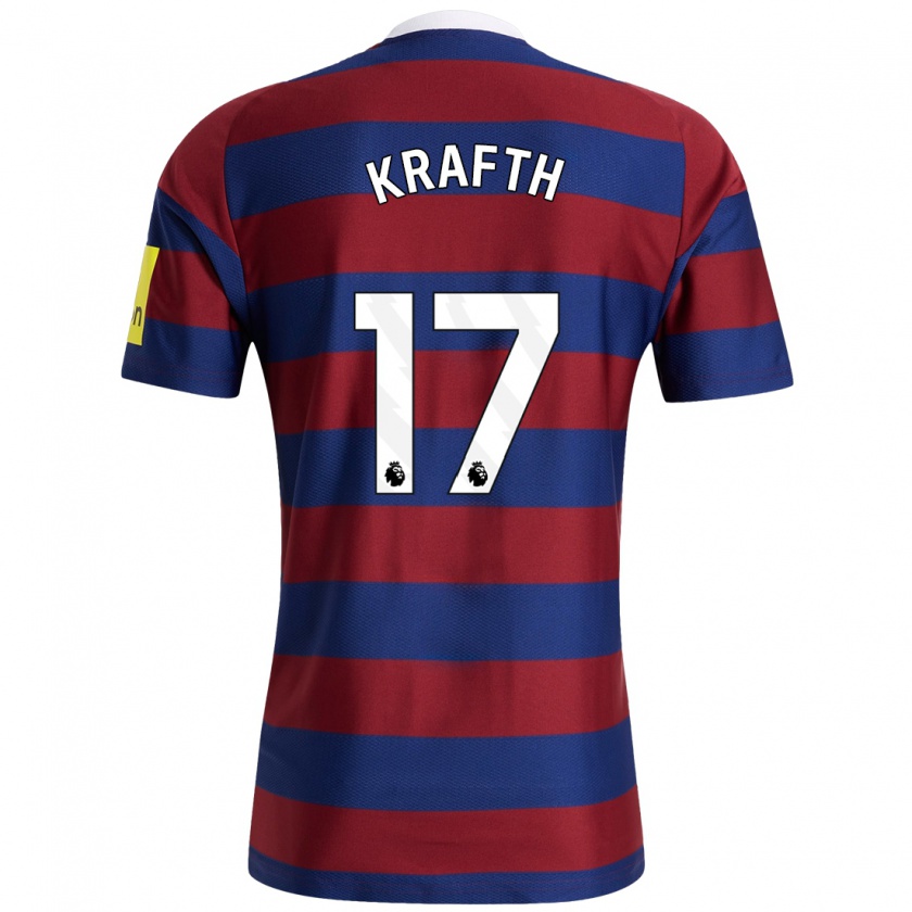 Kandiny Niño Camiseta Emil Krafth #17 Burdeos Azul Marino 2ª Equipación 2024/25 La Camisa Chile