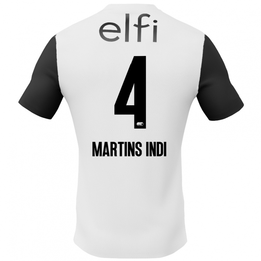 Kandiny Niño Camiseta Bruno Martins Indi #4 Blanco Negro 2ª Equipación 2024/25 La Camisa Chile