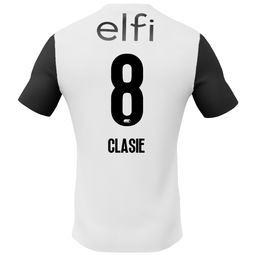 Kandiny Niño Camiseta Jordy Clasie #8 Blanco Negro 2ª Equipación 2024/25 La Camisa Chile