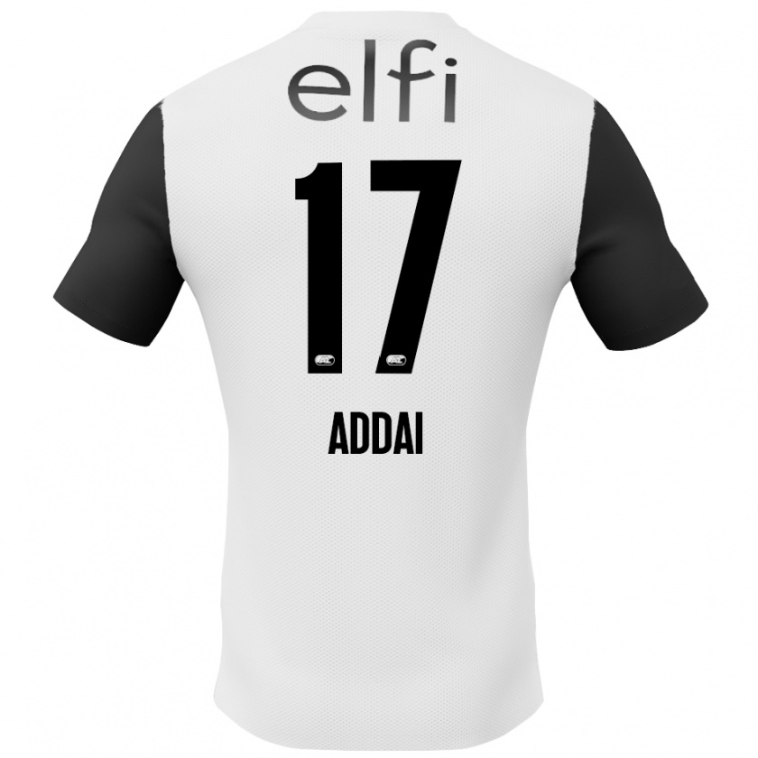 Kandiny Niño Camiseta Jayden Addai #17 Blanco Negro 2ª Equipación 2024/25 La Camisa Chile