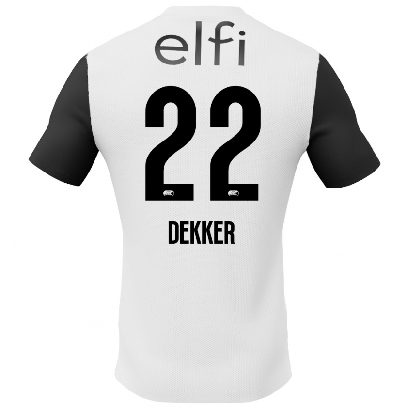 Kandiny Niño Camiseta Maxim Dekker #22 Blanco Negro 2ª Equipación 2024/25 La Camisa Chile