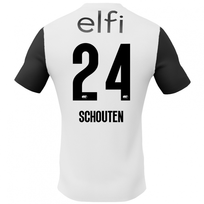 Kandiny Niño Camiseta Lewis Schouten #24 Blanco Negro 2ª Equipación 2024/25 La Camisa Chile