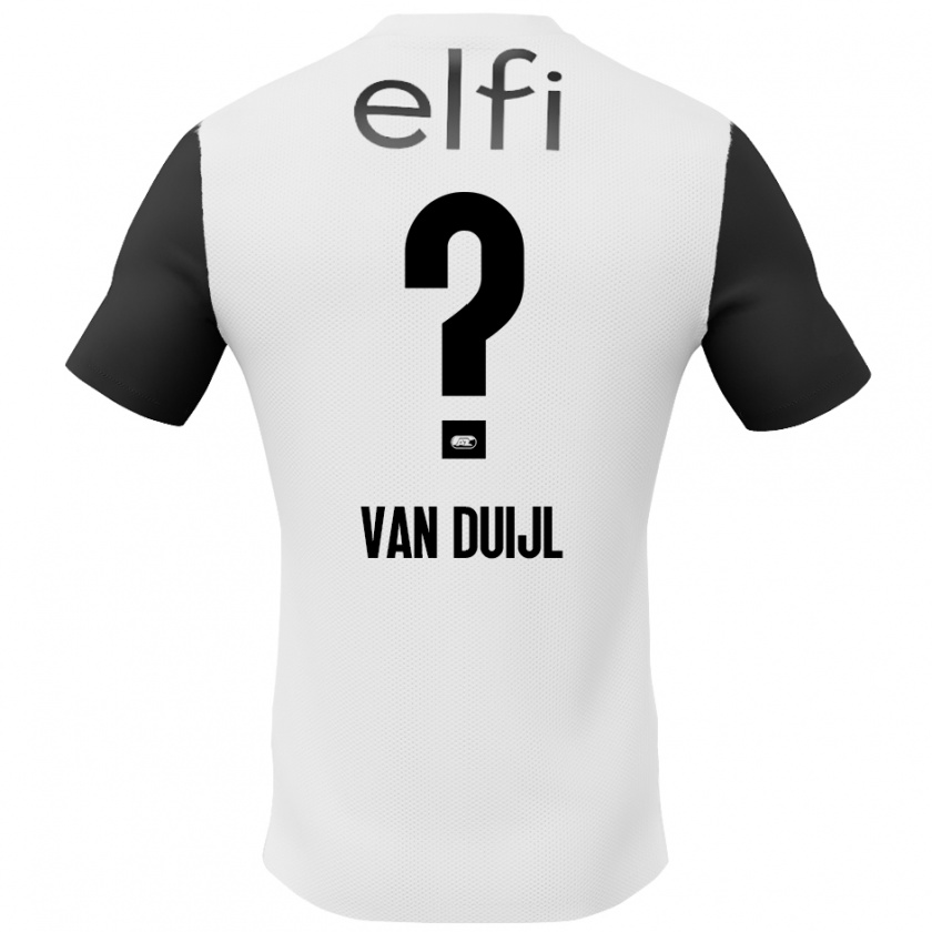 Kandiny Niño Camiseta Billy Van Duijl #0 Blanco Negro 2ª Equipación 2024/25 La Camisa Chile