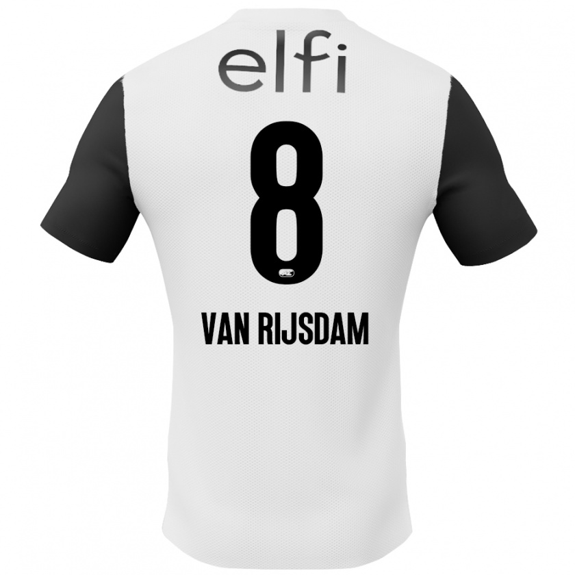 Kandiny Niño Camiseta Julian Van Rijsdam #8 Blanco Negro 2ª Equipación 2024/25 La Camisa Chile