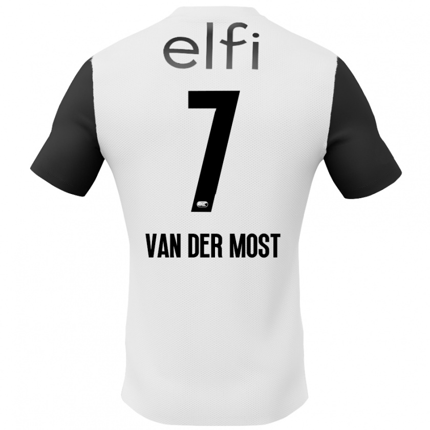 Kandiny Niño Camiseta Veerle Van Der Most #7 Blanco Negro 2ª Equipación 2024/25 La Camisa Chile