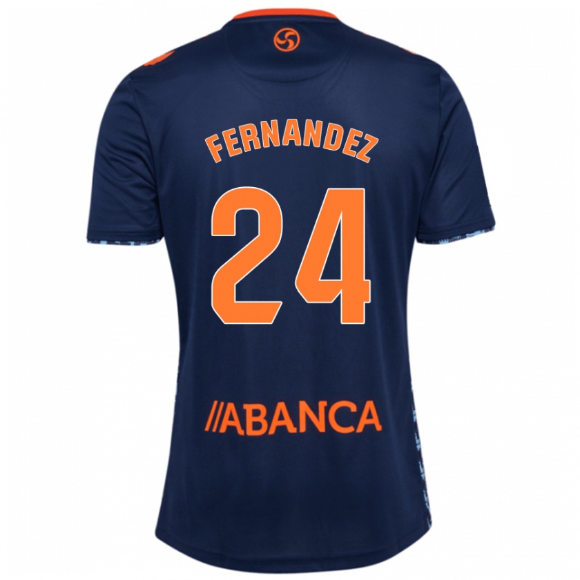 Kandiny Niño Camiseta César Fernández #24 Azul Marino 2ª Equipación 2024/25 La Camisa Chile