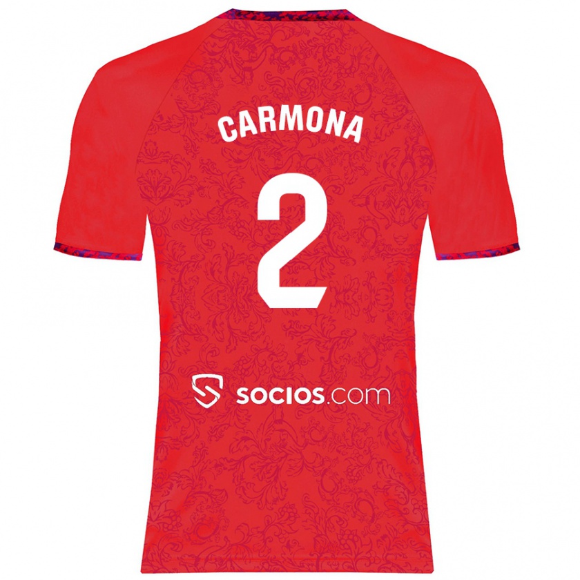 Kandiny Niño Camiseta José Ángel Carmona #2 Rojo 2ª Equipación 2024/25 La Camisa Chile