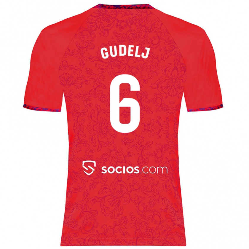 Kandiny Niño Camiseta Nemanja Gudelj #6 Rojo 2ª Equipación 2024/25 La Camisa Chile