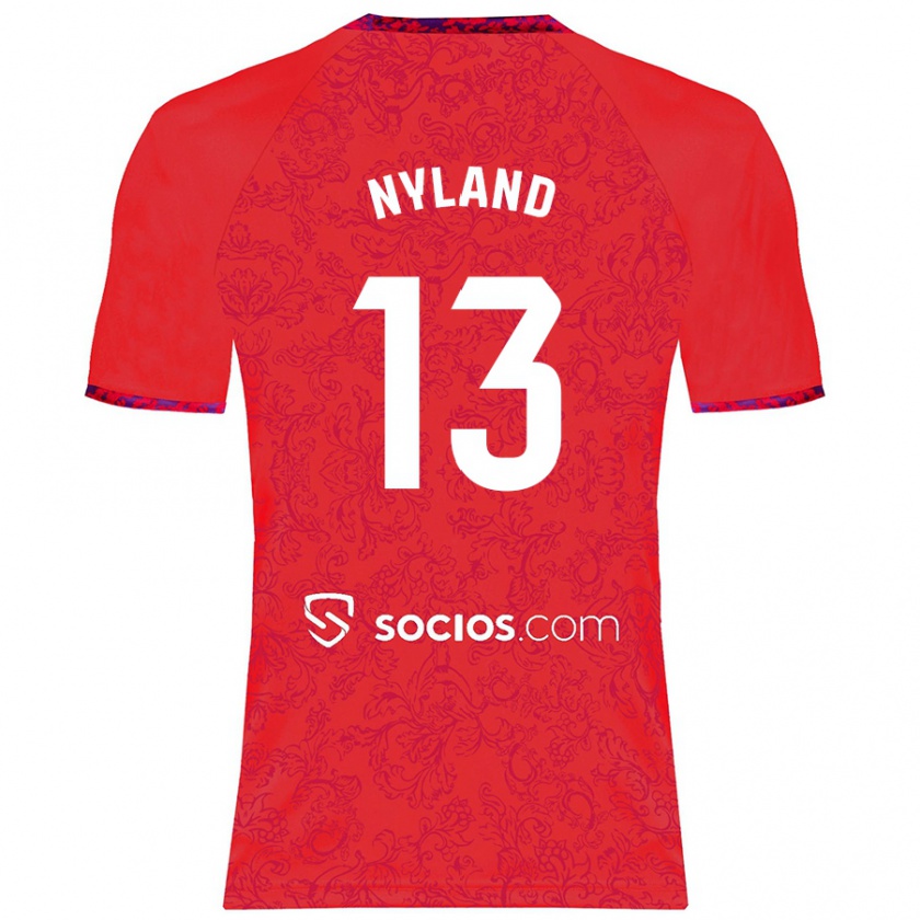 Kandiny Niño Camiseta Ørjan Nyland #13 Rojo 2ª Equipación 2024/25 La Camisa Chile