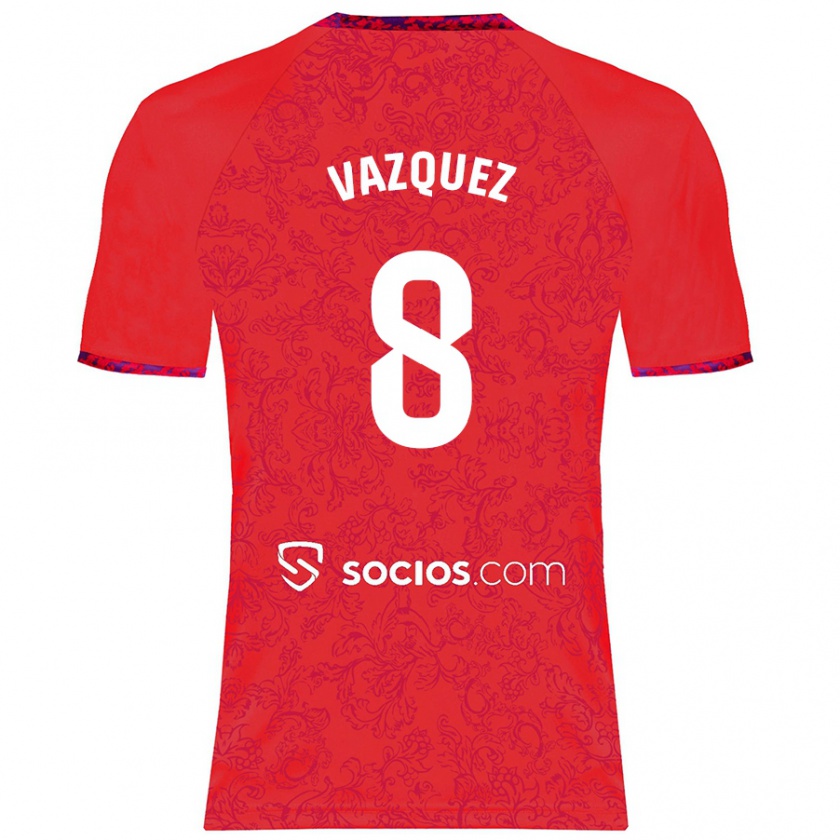 Kandiny Niño Camiseta Manolo Vázquez #8 Rojo 2ª Equipación 2024/25 La Camisa Chile