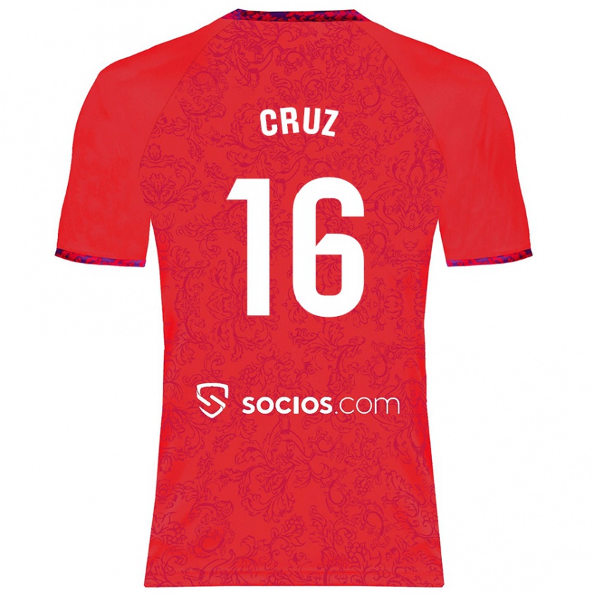 Kandiny Niño Camiseta Jesús Cruz #16 Rojo 2ª Equipación 2024/25 La Camisa Chile