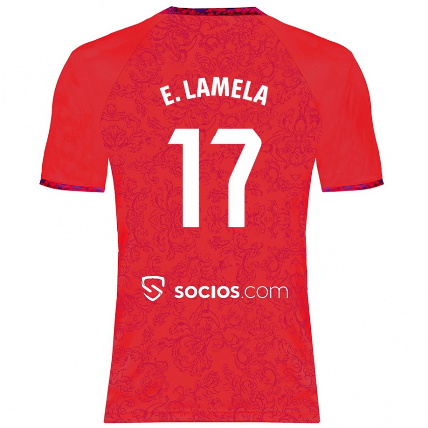 Kandiny Niño Camiseta Erik Lamela #17 Rojo 2ª Equipación 2024/25 La Camisa Chile