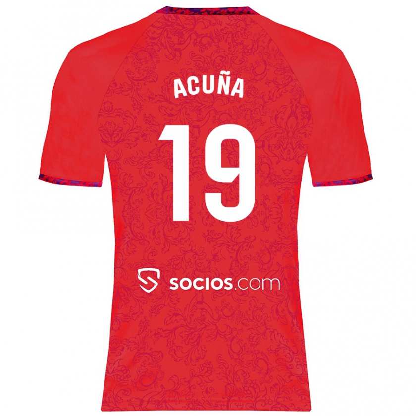 Kandiny Niño Camiseta Marcos Acuña #19 Rojo 2ª Equipación 2024/25 La Camisa Chile