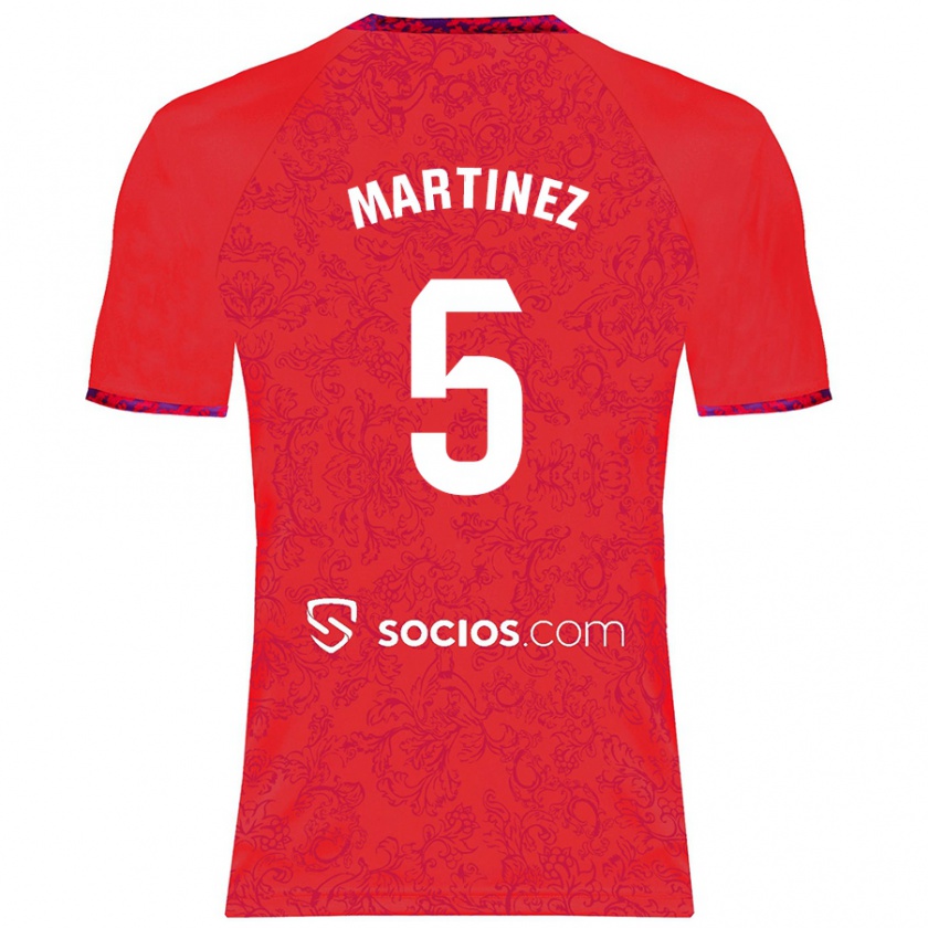 Kandiny Niño Camiseta Sergio Martínez #5 Rojo 2ª Equipación 2024/25 La Camisa Chile