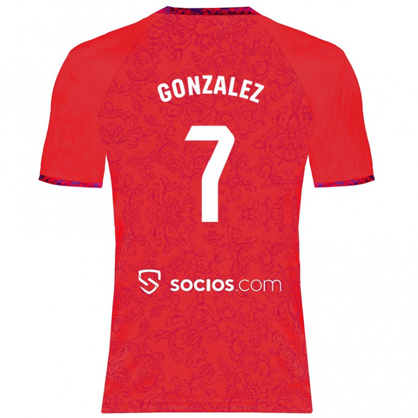 Kandiny Niño Camiseta Juan González #7 Rojo 2ª Equipación 2024/25 La Camisa Chile