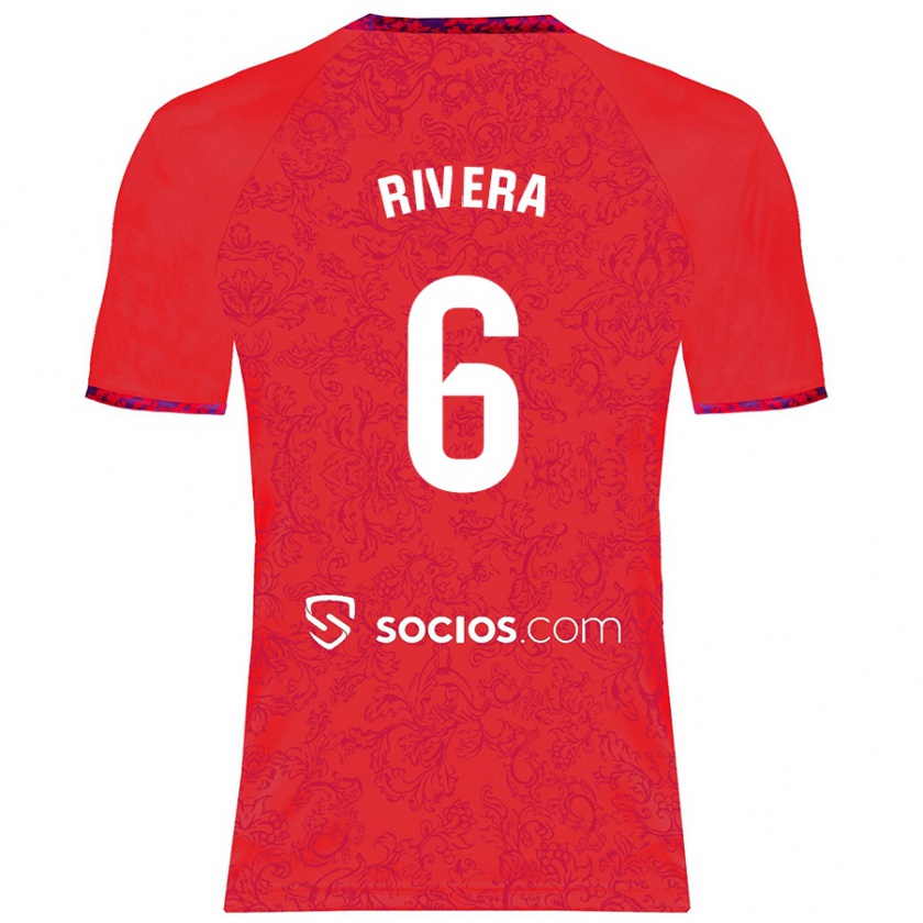 Kandiny Niño Camiseta Pablo Rivera #6 Rojo 2ª Equipación 2024/25 La Camisa Chile