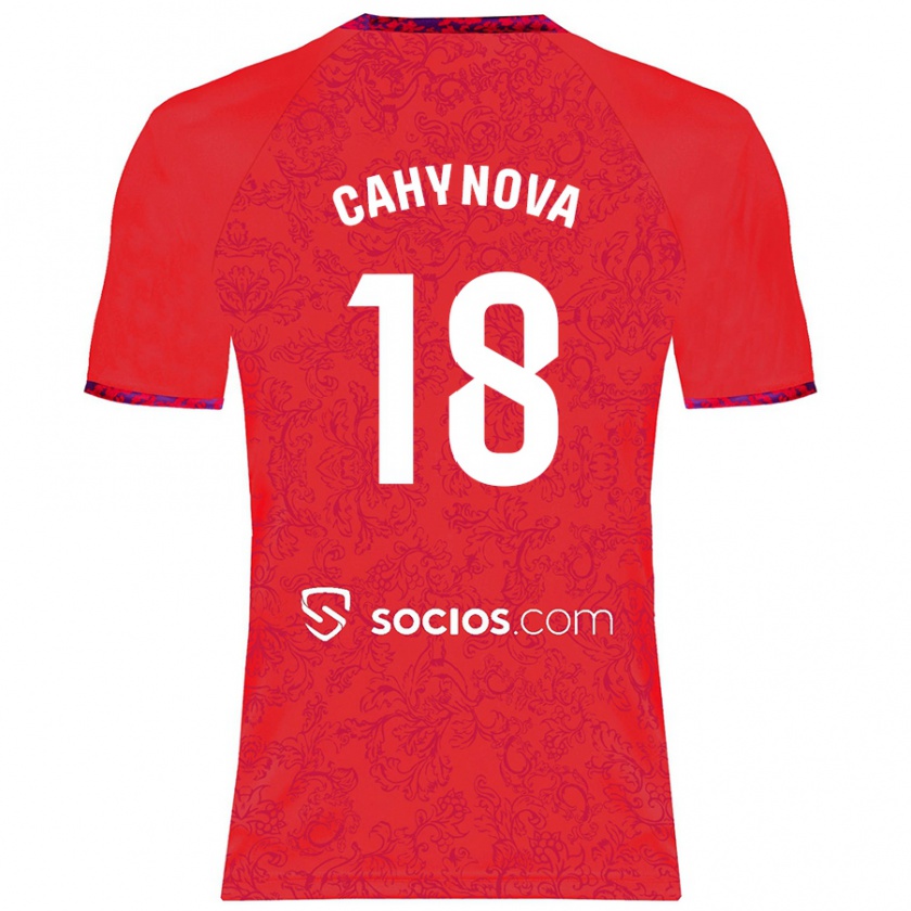 Kandiny Niño Camiseta Klara Cahynova #18 Rojo 2ª Equipación 2024/25 La Camisa Chile